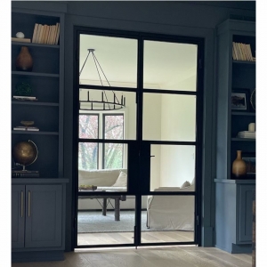 Custom Wrought Iron Villa Entry Door Gold Details Intricate Scrollwork and Decorative Glass Panels for Luxury Homes