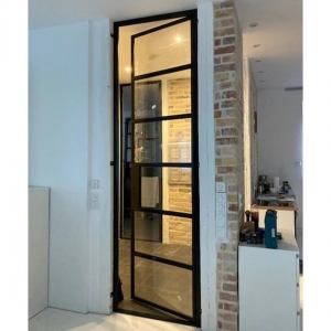 Home Elegant Wrought Iron Double Entry Door with Geometric Scrollwork 