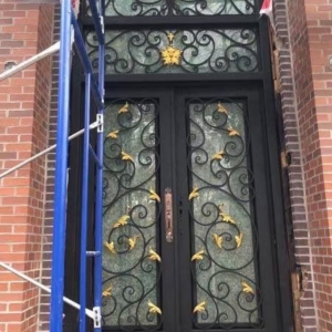Fancy American Wrought Iron Double Door Iron Glass Door China