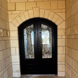 Modern Iron Entry Door with Minimalist Glass Panels Door Wholesale China