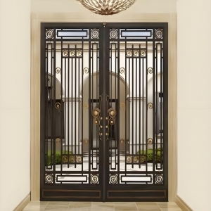 Modern Security Decorative Exterior Customized Wrought Iron Door China for Villa