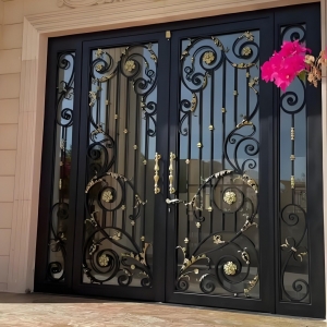 Hot Sale Luxury Design High Quality Aluminum Casting Expolision Bullet Proof Security Metal Wrought Iron Entrance Door China