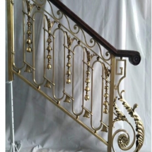 Luxury Pure Bronze Wrought Iron Railing Indoor Staircase Balustrade with Iron Handrail China For Australia Home