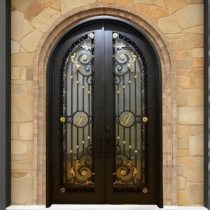 8\'x10\' Wrought Iron Double Front Door with Side Lites and Screen Door China Design For Australia Home
