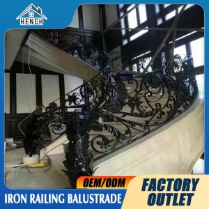 Curved Staircase with Wrought Iron Railing Solid Structure Design China For Sale