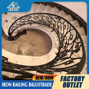 Fancy Wrought Iron & Steel Villa Modern Balcony Staircase Railing with Grill and Balusters Indoor Balustrade China Design For Australia House