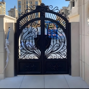Wrought Iron Modern Classic Luxury Anti-Theft Galvanized Eco-Friendly Double Swing Driveway Gate China for Villa