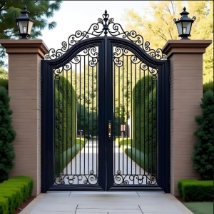 European Style Wrought Iron Gate Outdoor Metal Gate China For Sale