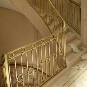 Bronze Staircase with Wrought Iron Railing Solid Structure Design China 