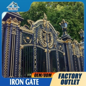 Luxury Wrought Iron Gates China Classic Premium Beautiful Wrought Iron Double Front Door Driveway Gate 