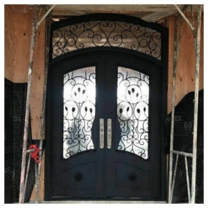  French Casement Arched Pivot Doors Iron Door China Modern Metal Front Arch Door for Australia Houses