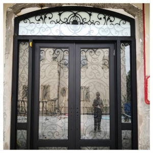 Wrought Iron Door China Tempered Safety Glass Double Swing French Doors For Australia House