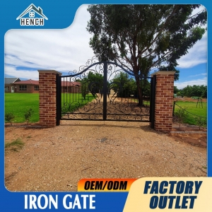 Wrought Iron Modern Classic Luxury Double Swing Driveway Gate