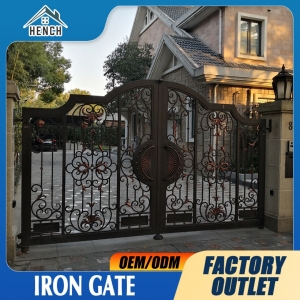 Solid Wrought Iron Modern Classic Luxury Double Swing Driveway Gate Design China