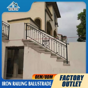 Custom Wrought Iron Railing Balcony Stair Outdoor Metal Railing China For Sale
