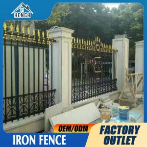 Ornamental Residential Garden Welded Steel Metal Spear 6ftx8ft Wrought Iron Fence China