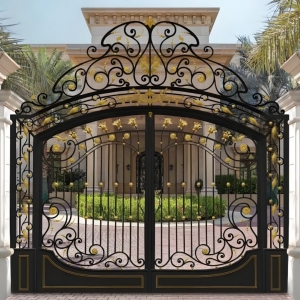 op Selling Customized Wrought Iron Doors Driveway Gate Design China for Private Villa