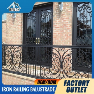 Home Villa Steel Balustrades Handrails Balcony Fences Durable Public Industrial Security Wrought Iron Railing Design China