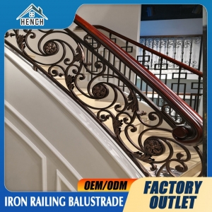5 Stars Hotel Luxury Splendid Style Double Staircase Anti-Corrosion Cast Iron Handrails Luxury Iron Stair Railing China Design