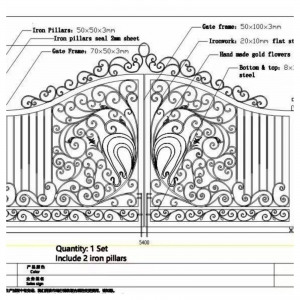 Garden Wrought Iron Double Door Classical Steel Metal Driveway Iron Gate Design For Australia