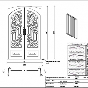China Wrought Iron Works Double Door Steel Glass French Door Design 